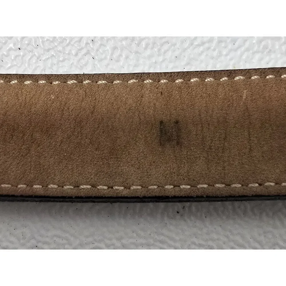 STREETS AHEAD NuBuck Leather Belt Brown Western NBEL Silverplated Buckle Sz M